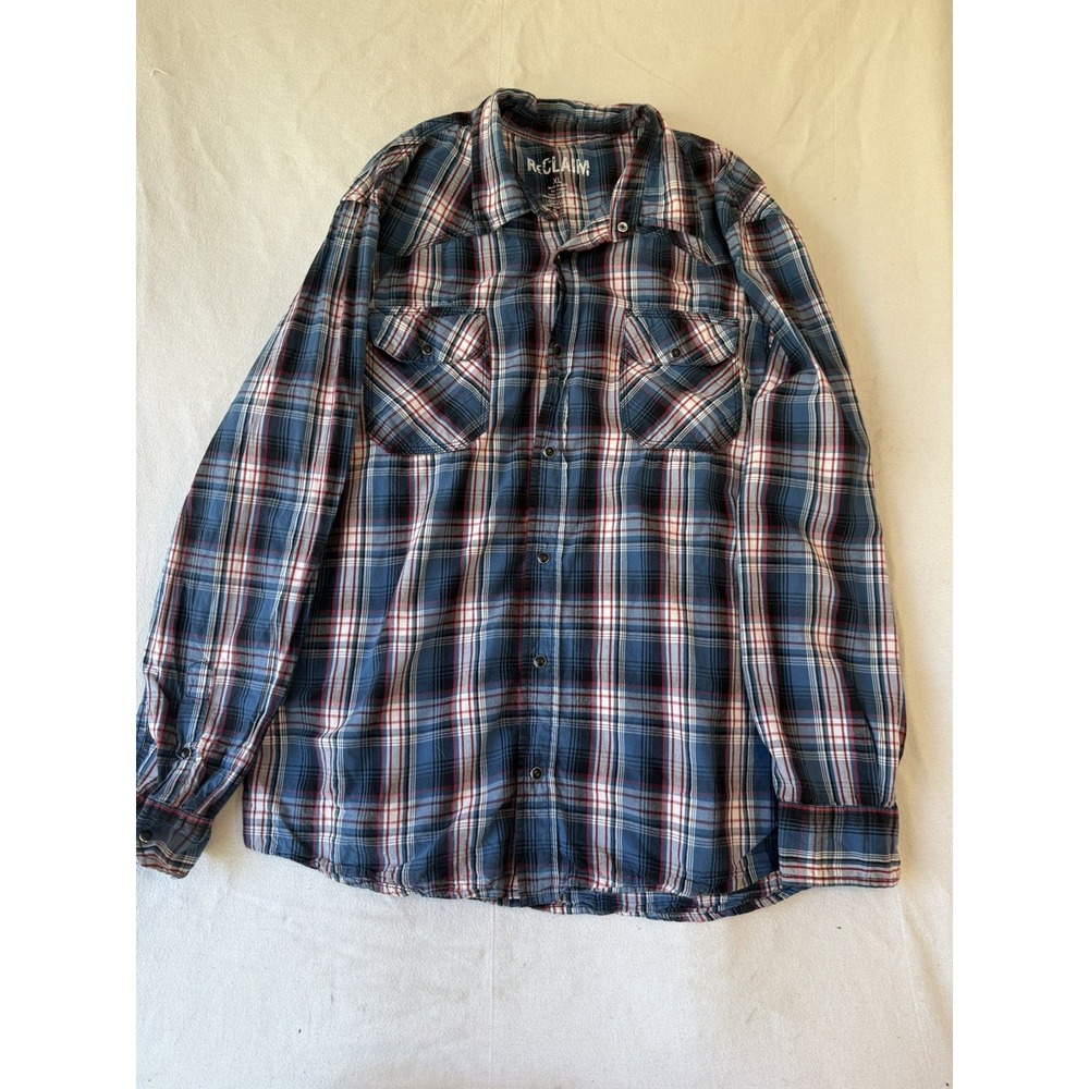 Reclaim men's long sleeve plaid flannel shirt in size XL.